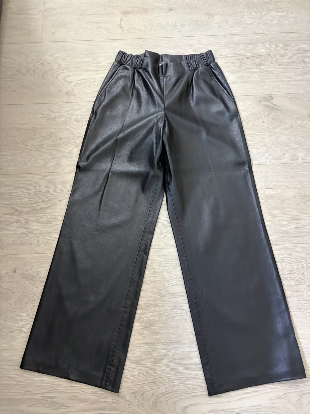 Anine Bing Women’s Black Faux Leather Wide-Leg Pants